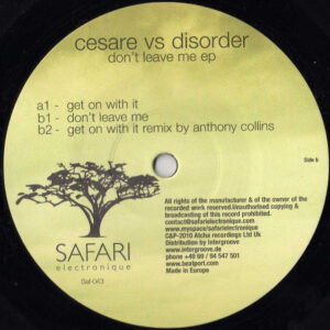 Cesare vs Disorder* - Don't Leave Me EP (12") (Very Good (VG))